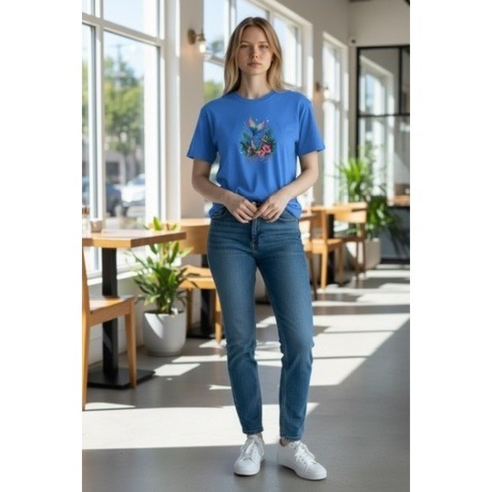 Gildan‎ Salty Soul Tails Mermaid Anchor Graphic T-Shirt Blue Womens Large